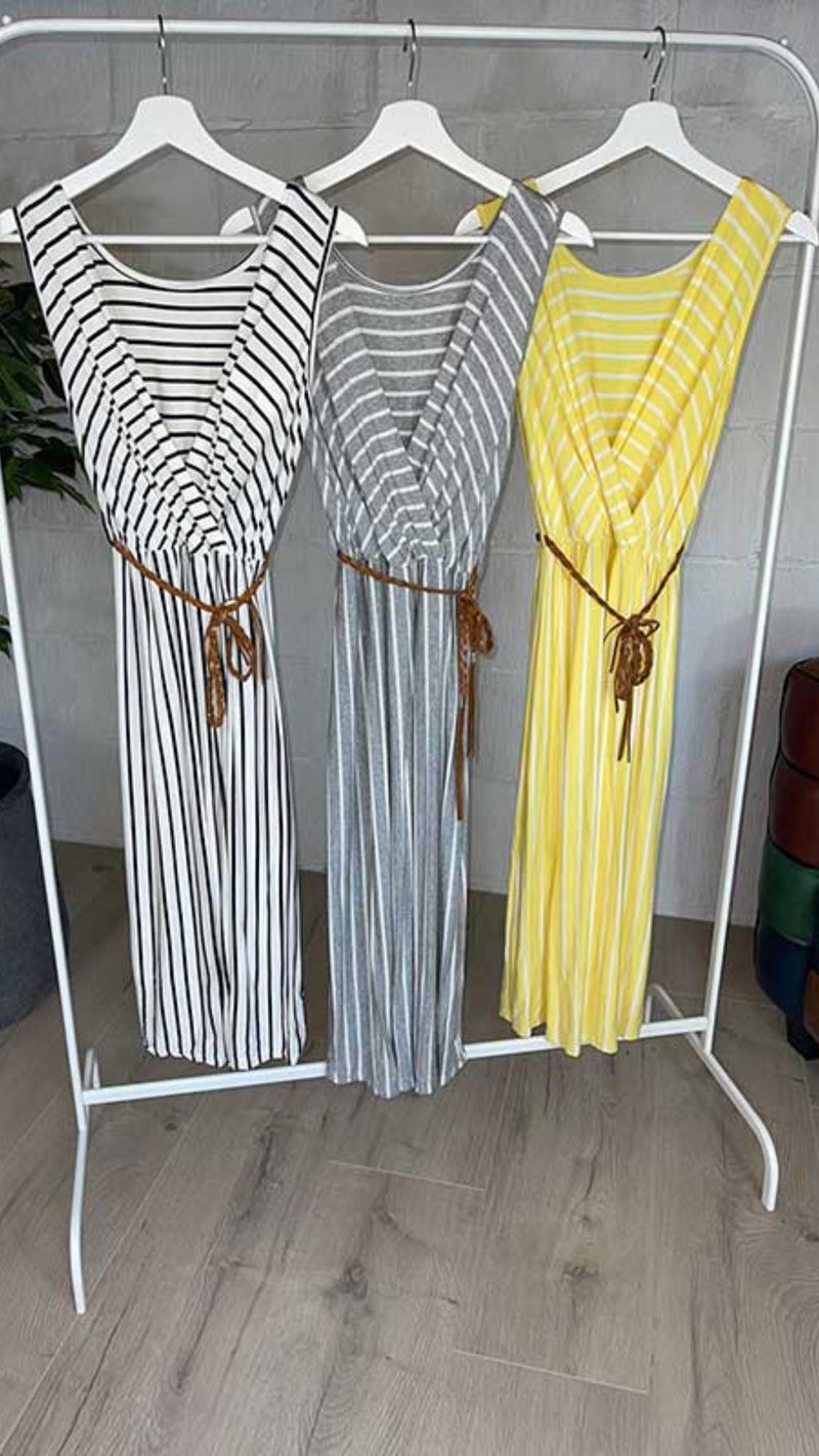 Basic striped strap dress - 3 Colors