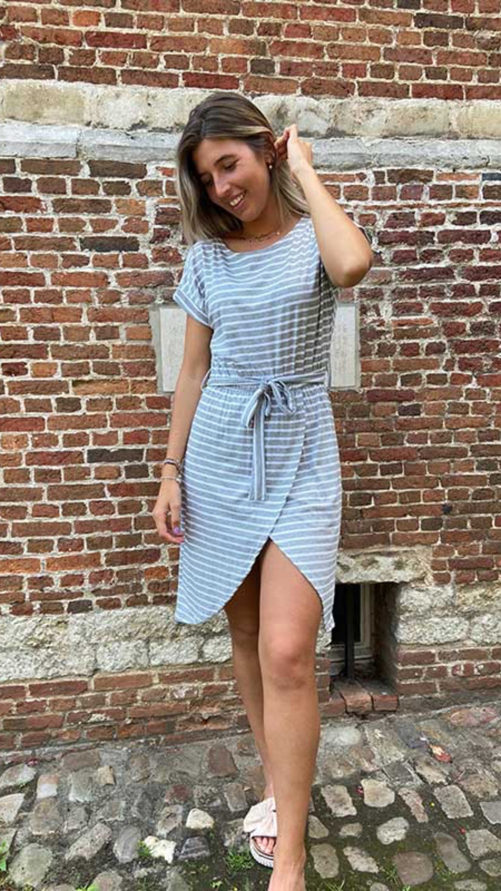 Striped split dress