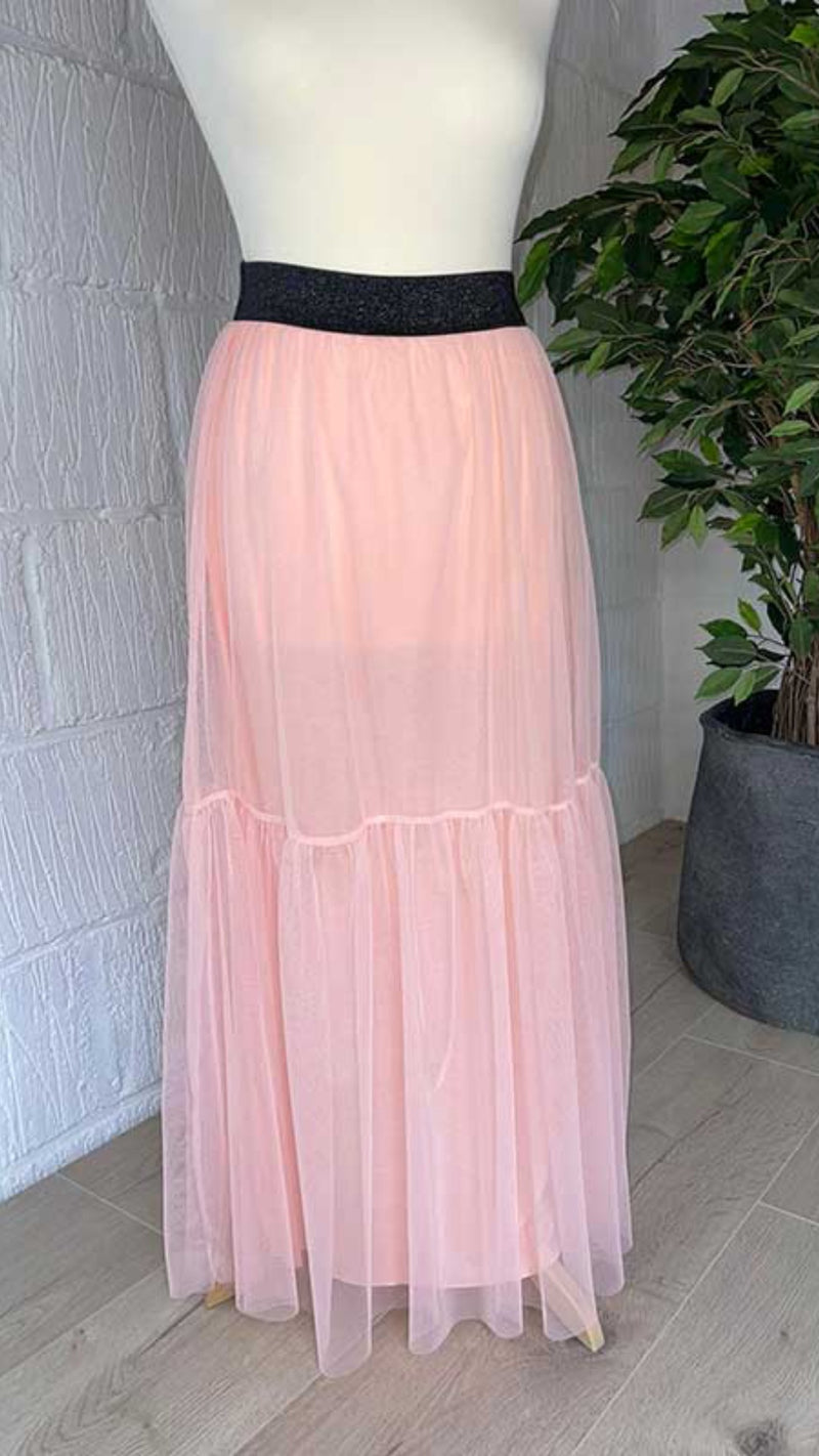 Long tulle skirt - Pink